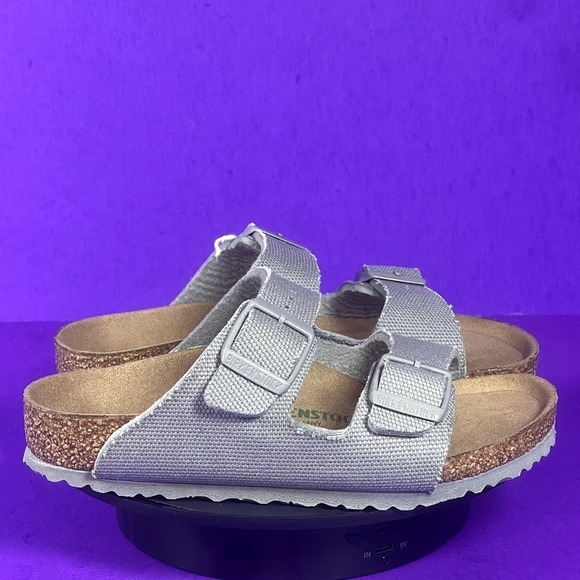Birkenstock Arizona Vegan Textile Youth Gray Slide Sandals Shoe Size 11-NEW - Picture 1 of 8
